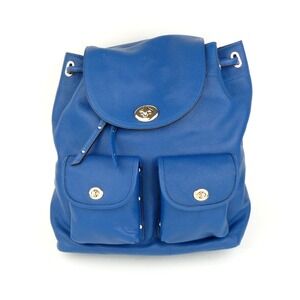 Coach Denim Pebble Leather Turnlock Tie Rucksack 35303